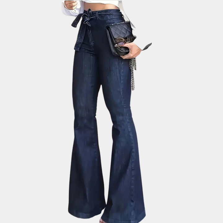 Stylish women's high-waisted trousers with a flared cut from Terza
