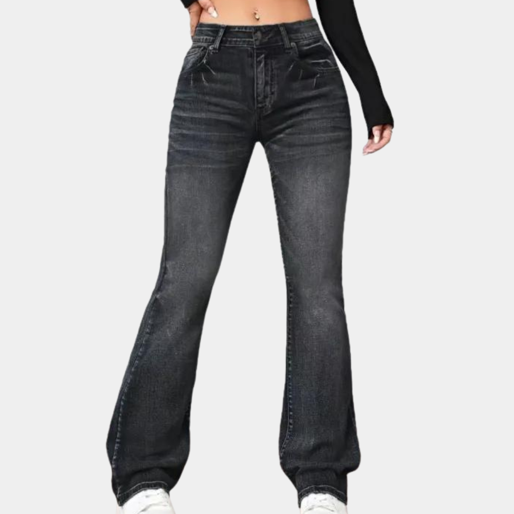 Delphine - Stylish women's high-waisted trousers with an elegant, flared cut