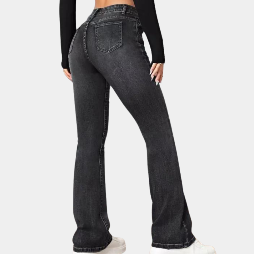 Delphine - Stylish women's high-waisted trousers with an elegant, flared cut