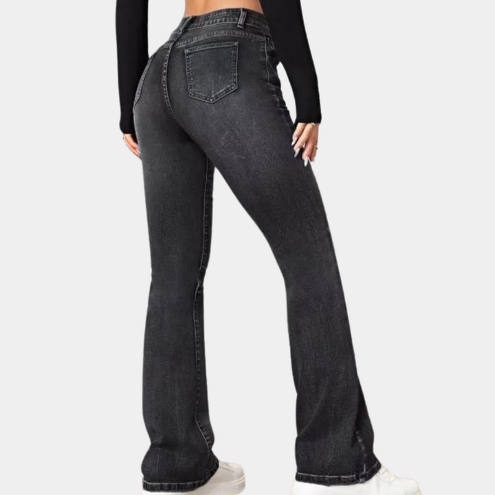 Delphine - Stylish women's high-waisted trousers with an elegant, flared cut