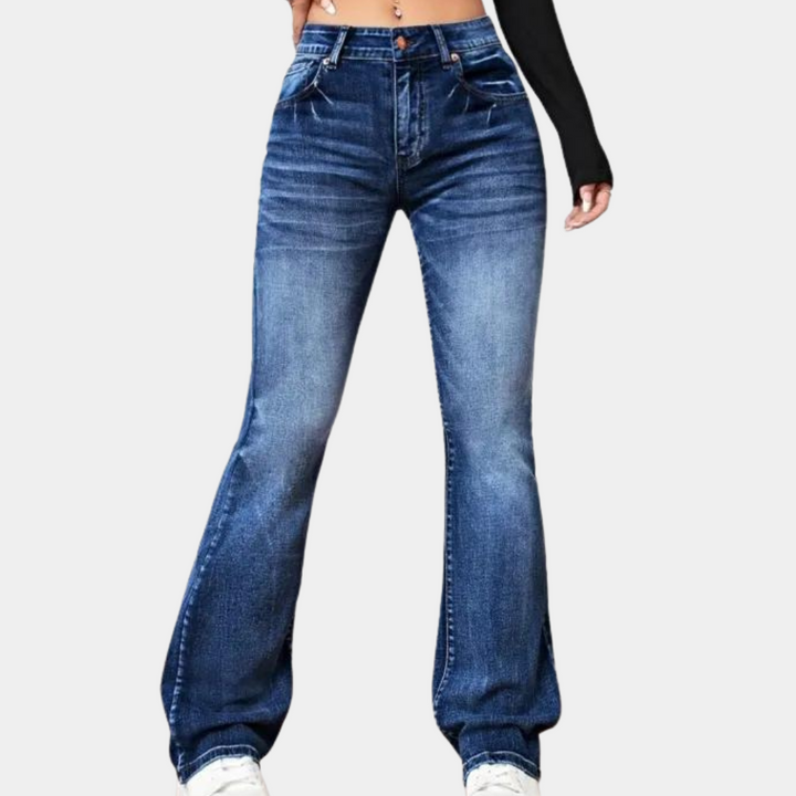 Delphine - Stylish women's high-waisted trousers with an elegant, flared cut