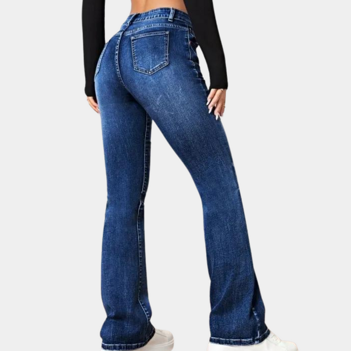 Delphine - Stylish women's high-waisted trousers with an elegant, flared cut