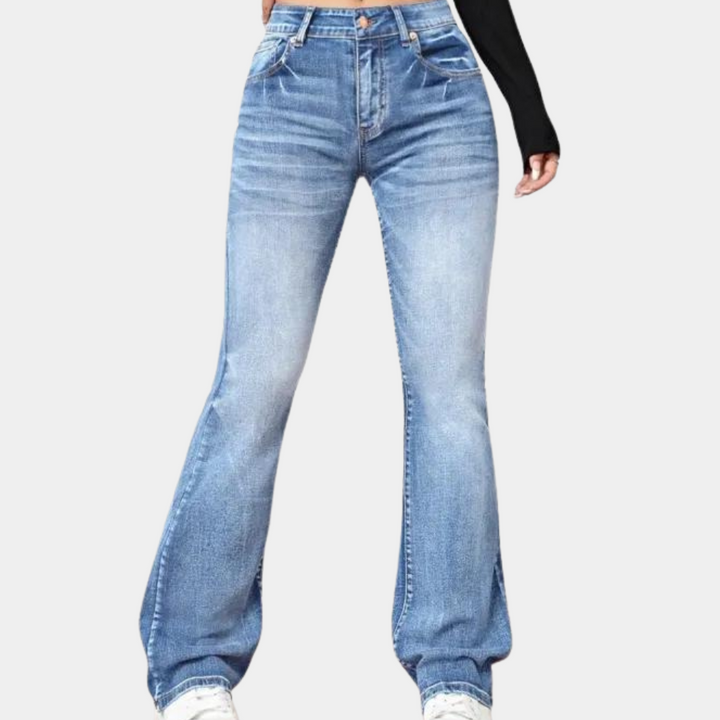 Delphine - Stylish women's high-waisted trousers with an elegant, flared cut