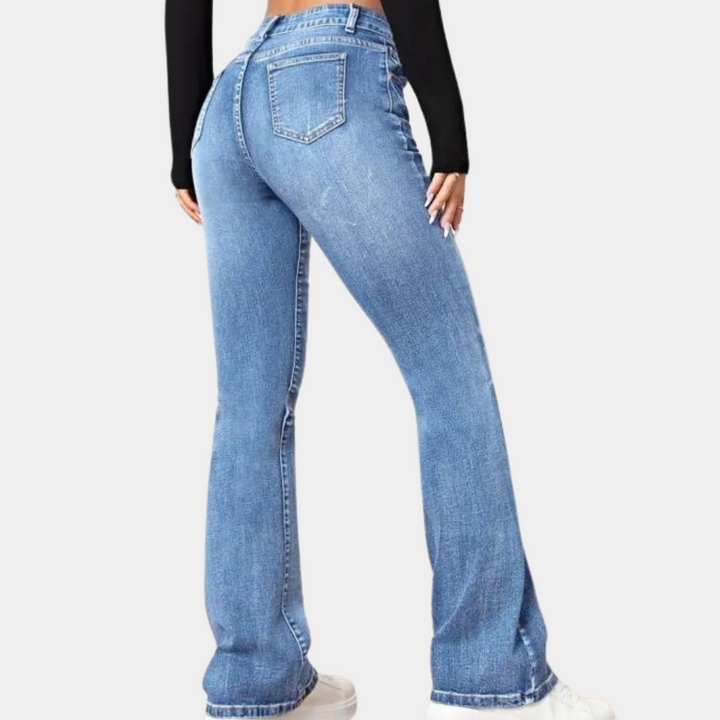 Delphine - Stylish women's high-waisted trousers with an elegant, flared cut