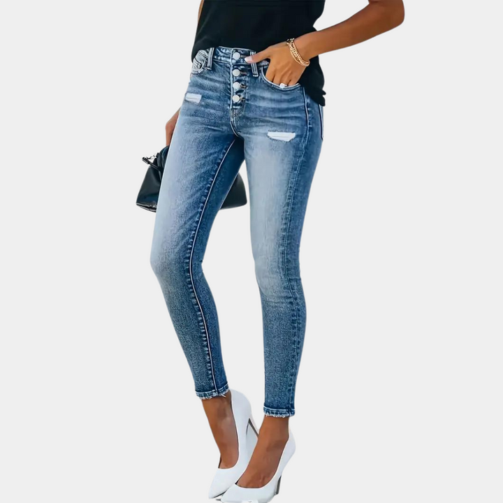 Stylish skinny jeans for women Ember with original buttons - perfect for any occasion!