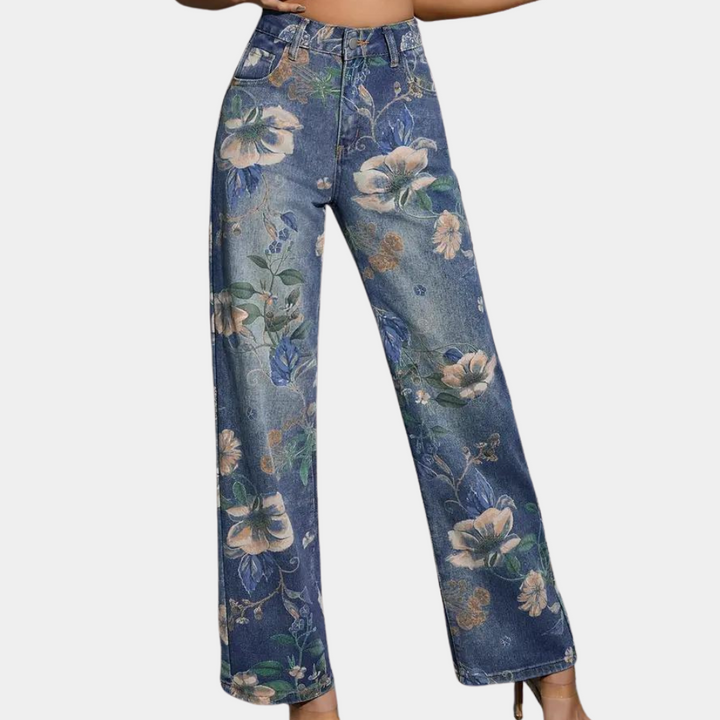 Asenka - Stylish Women's Jeans in Floral Pattern