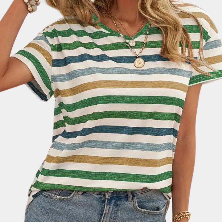 Aika - Stylish women's T-shirt in fashionably loose stripes