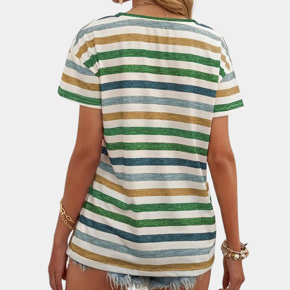 Aika - Stylish women's T-shirt in fashionably loose stripes