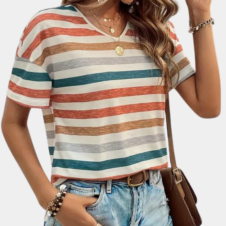 Aika - Stylish women's T-shirt in fashionably loose stripes