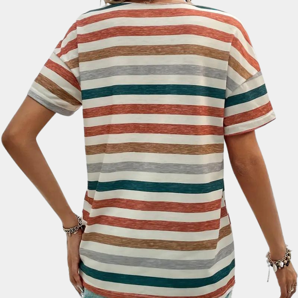 Aika - Stylish women's T-shirt in fashionably loose stripes