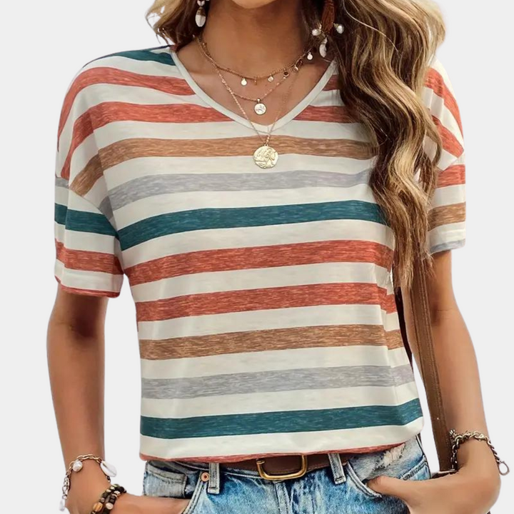 Aika - Stylish women's T-shirt in fashionably loose stripes