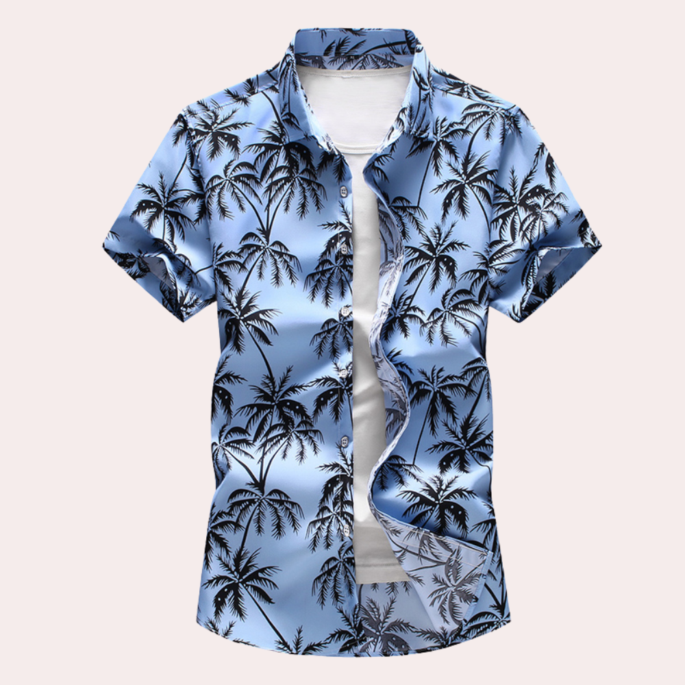 Men's Hawaiian shirt with exotic tropical flowers