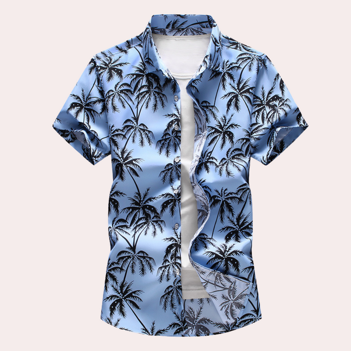 Men's Hawaiian shirt with exotic tropical flowers
