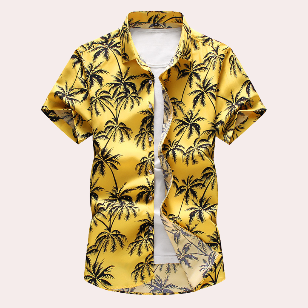 Men's Hawaiian shirt with exotic tropical flowers