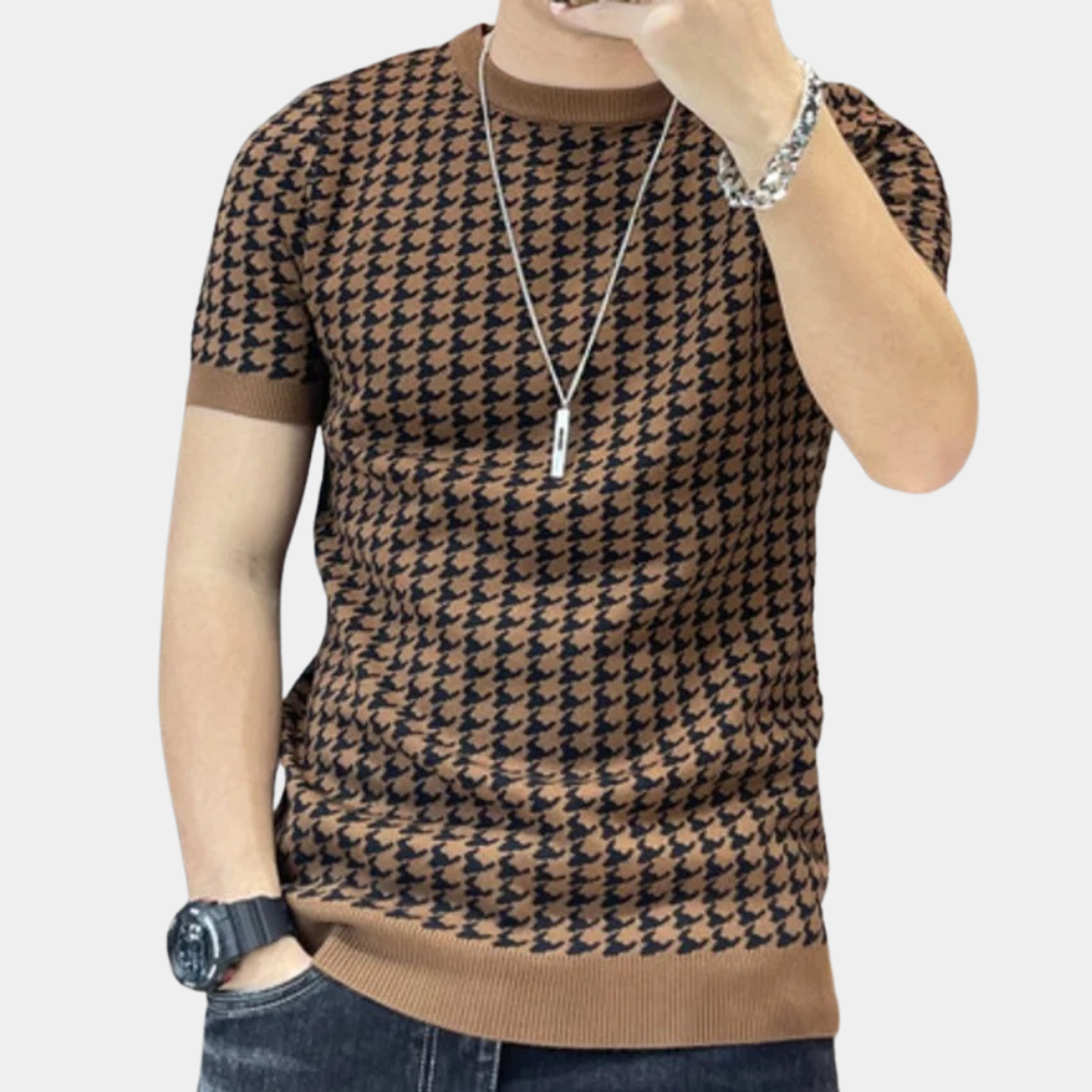 Stylish men's shirt in trendy peplite pattern - Adrianus