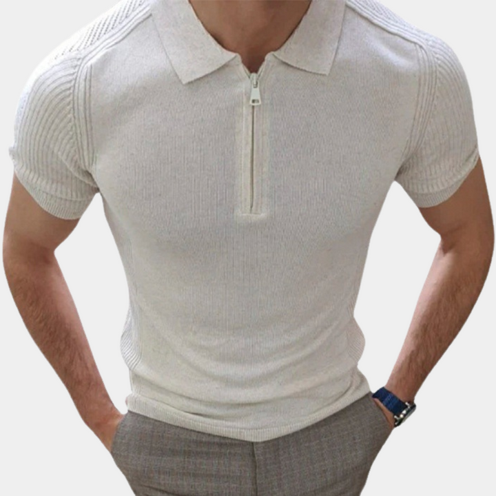 Stylish men's polo shirt with innovative zip fastening