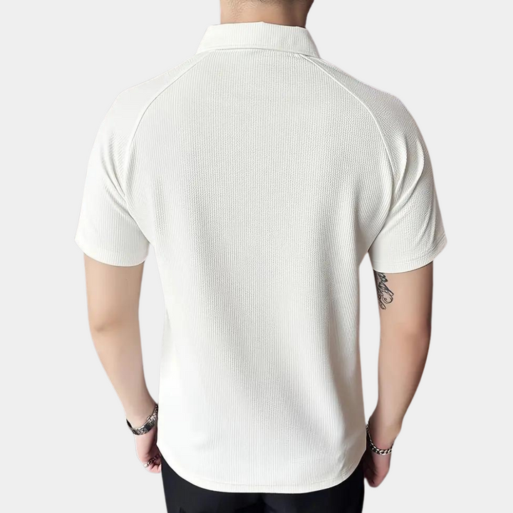 Stylish men's polo shirt with innovative zip fastening