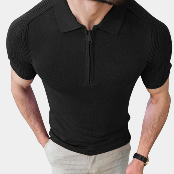 Stylish men's polo shirt with innovative zip fastening