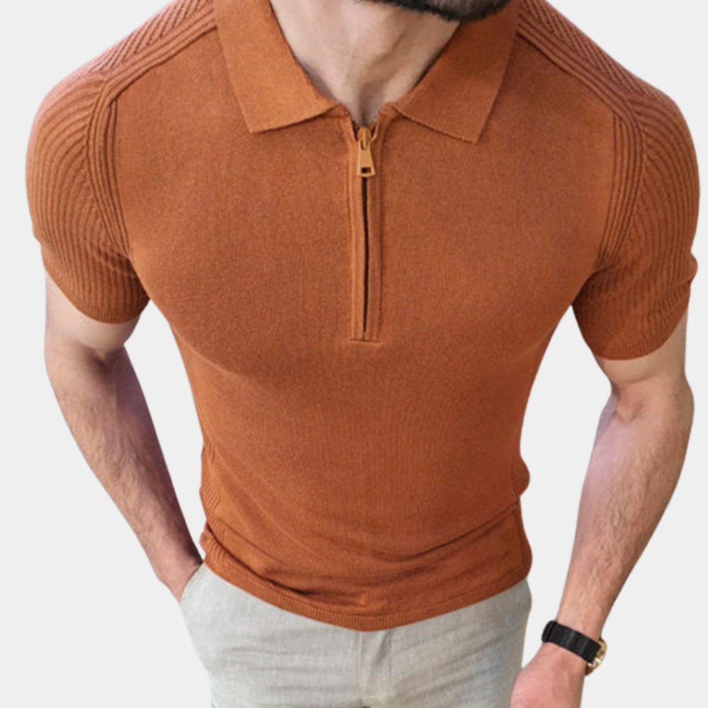 Stylish men's polo shirt with innovative zip fastening