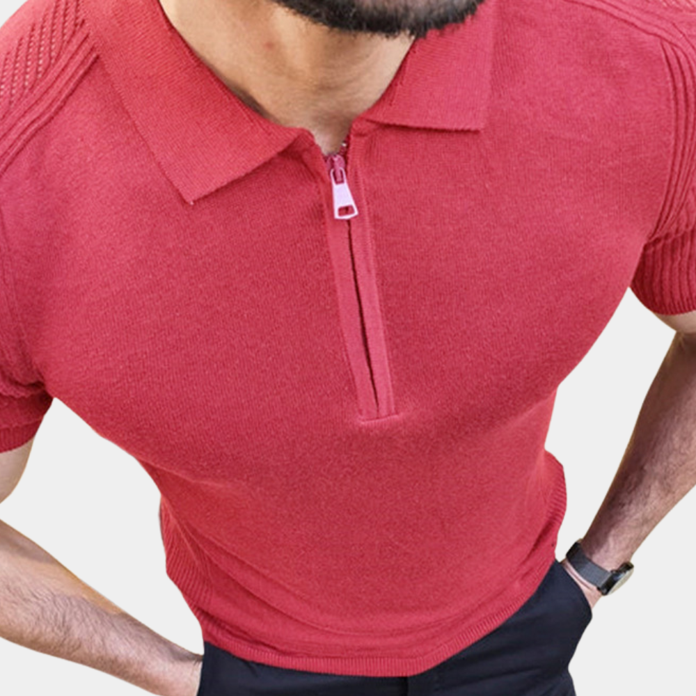 Stylish men's polo shirt with innovative zip fastening