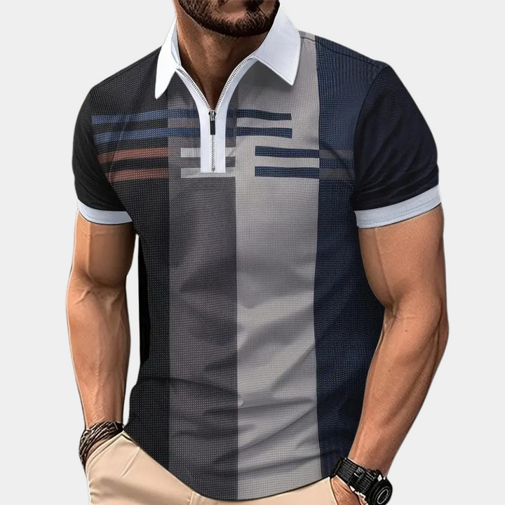 Elegant men's zip-up polo shirt: create the perfect combination of comfort and style!