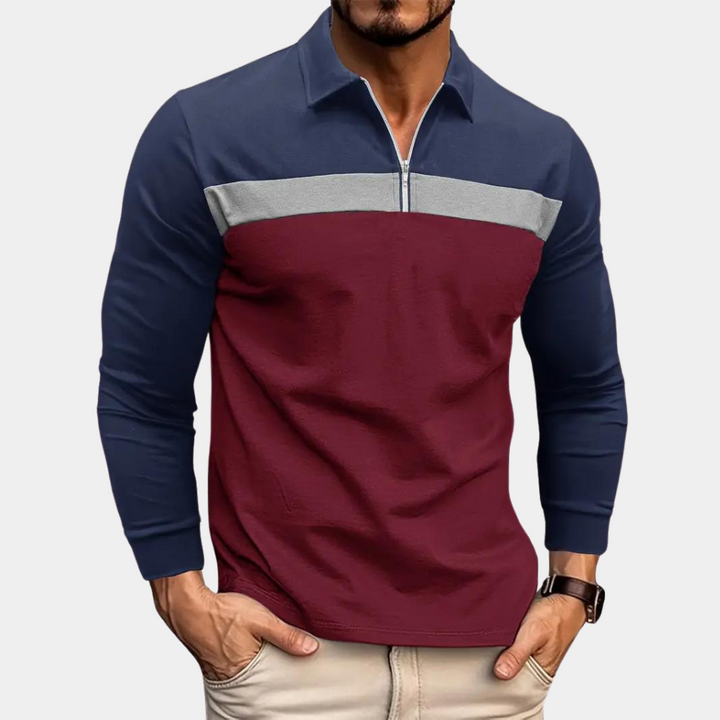 Elegant men's long-sleeved polo shirt