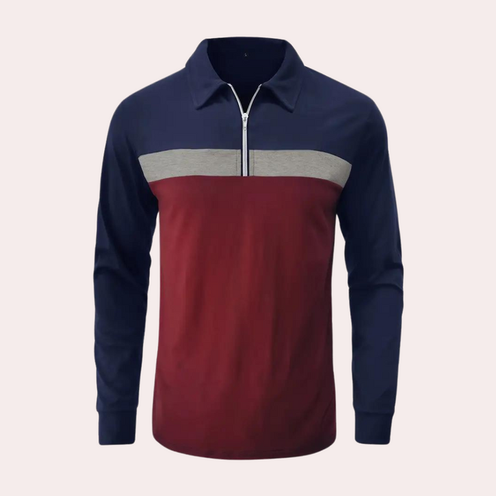 Elegant men's long-sleeved polo shirt