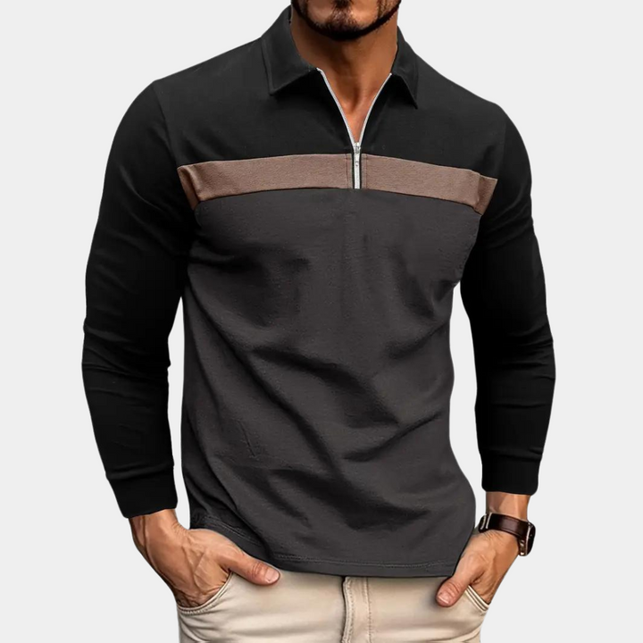 Elegant men's long-sleeved polo shirt