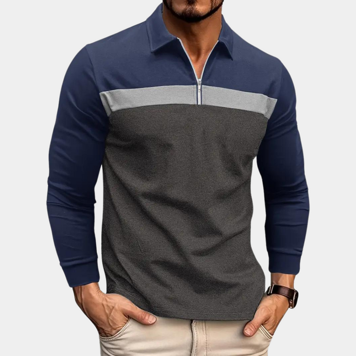 Elegant men's long-sleeved polo shirt