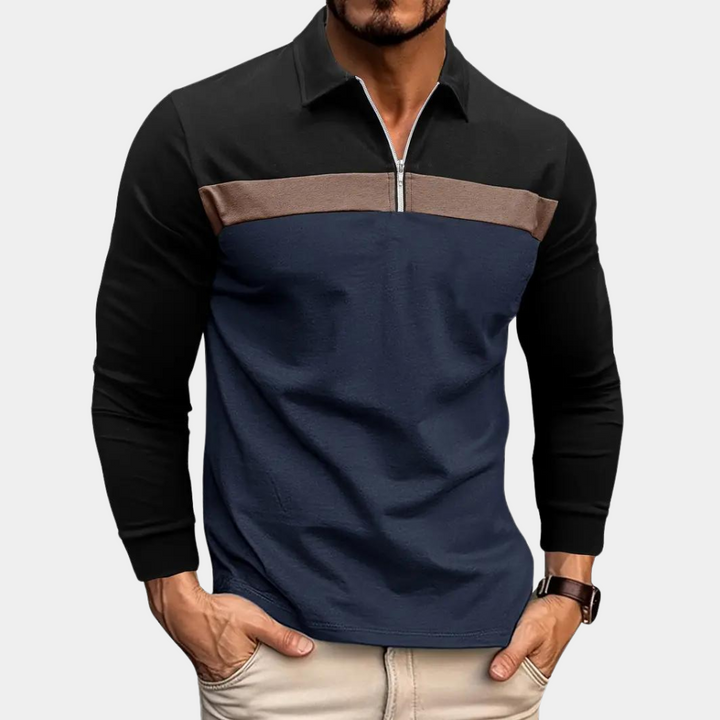 Elegant men's long-sleeved polo shirt