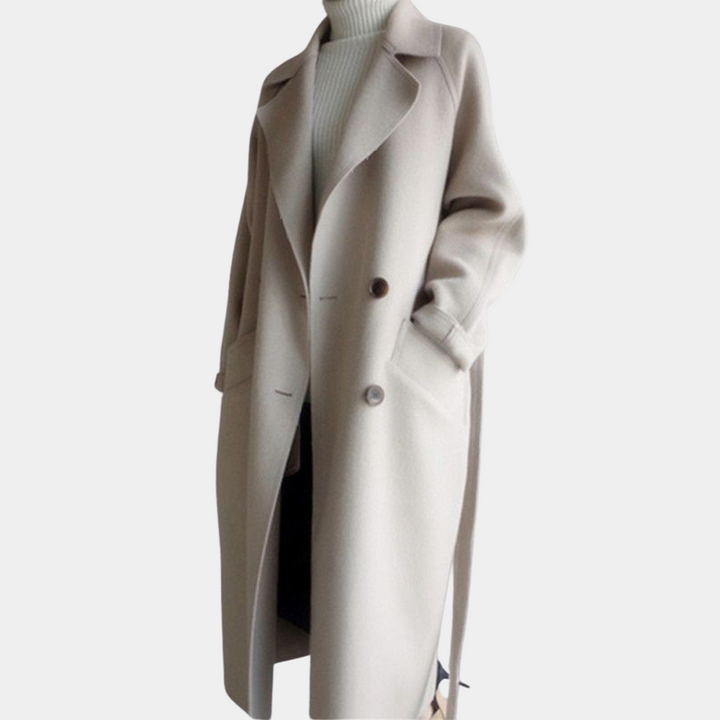 Elegant long women's coat that emphasises sophisticated style and elegance