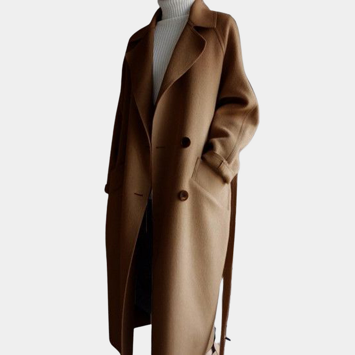 Elegant long women's coat that emphasises sophisticated style and elegance