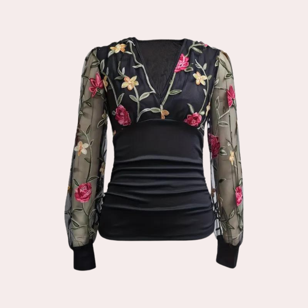 Stylish women's blouse with subtle floral embroidery