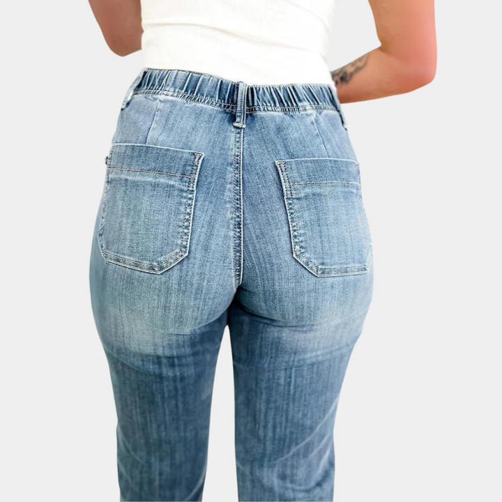 Elegant women's high-waisted trousers with a practical drawstring for adjustment