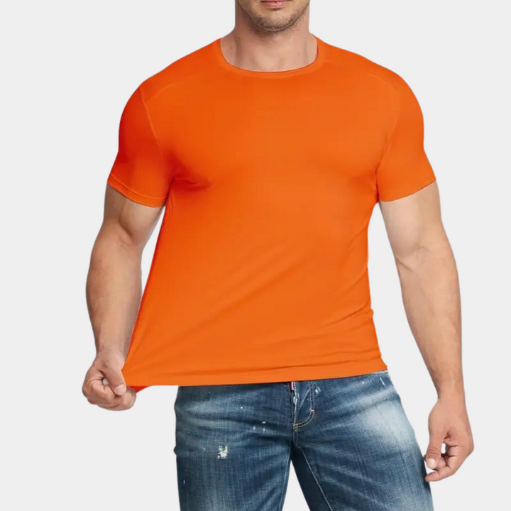 Stylish orange T-shirt with extra comfortable round neckline