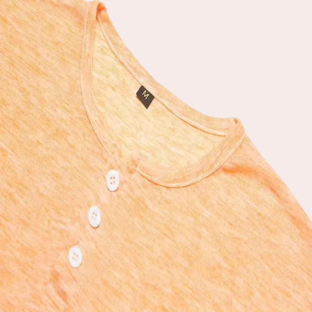 Fashionable men's round neck T-shirt in an energetic orange shade