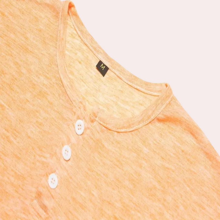 Fashionable men's round neck T-shirt in an energetic orange shade