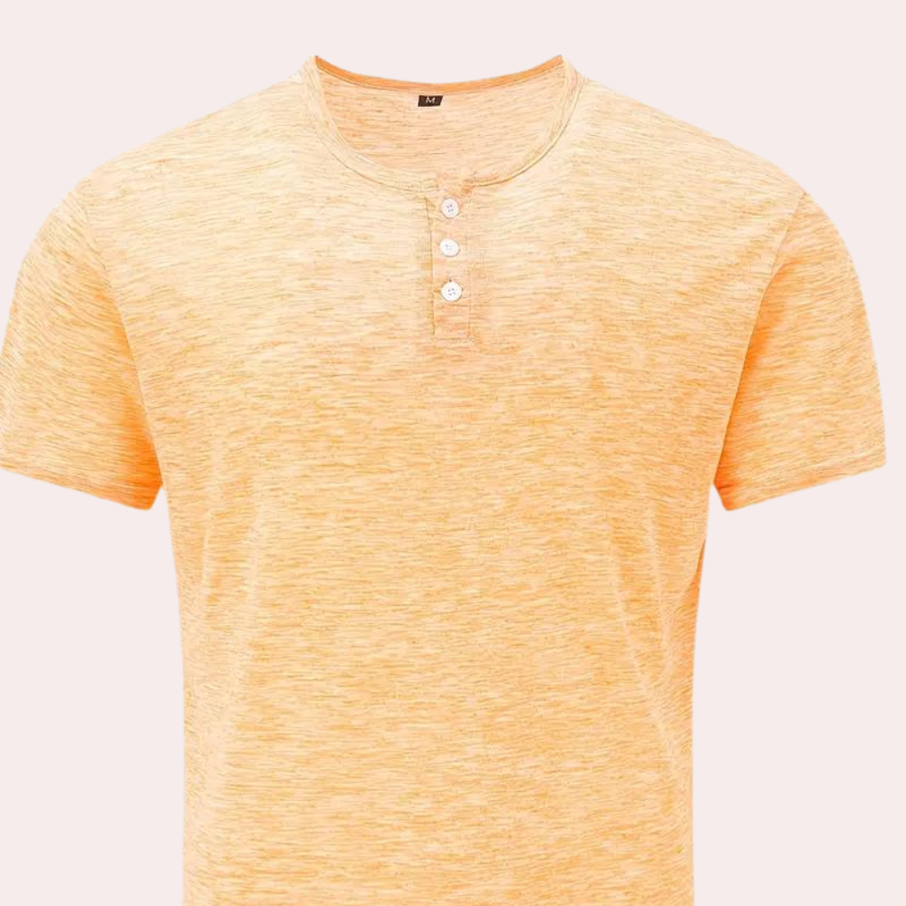 Fashionable men's round neck T-shirt in an energetic orange shade