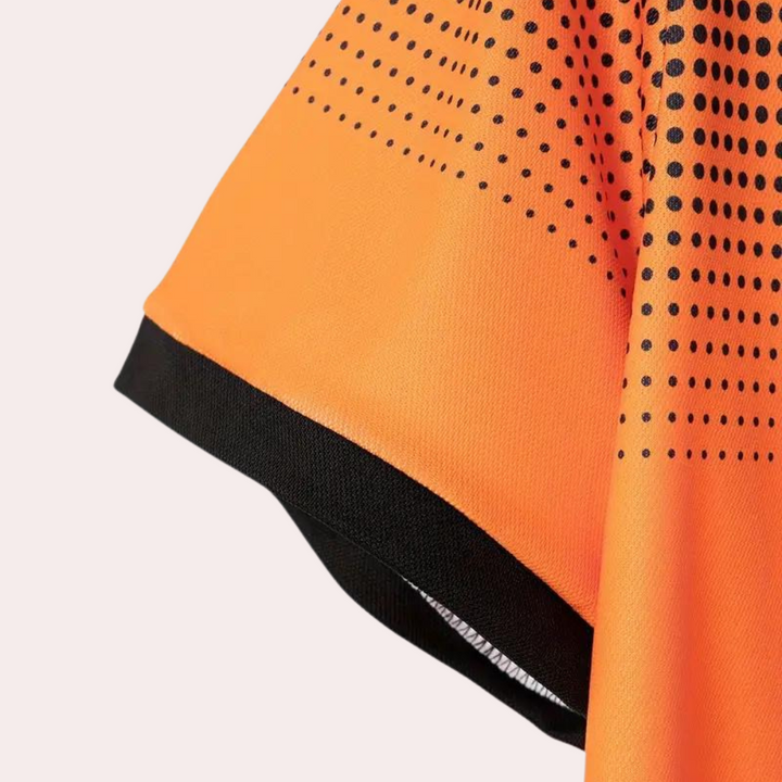 Elegant men's shirt with fashionable dots - Light orange