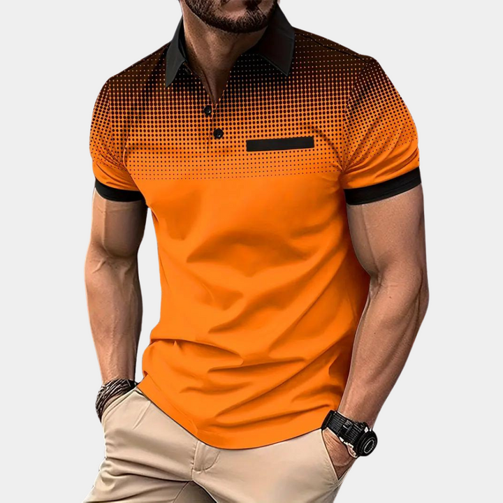 Elegant men's shirt with fashionable dots - Light orange
