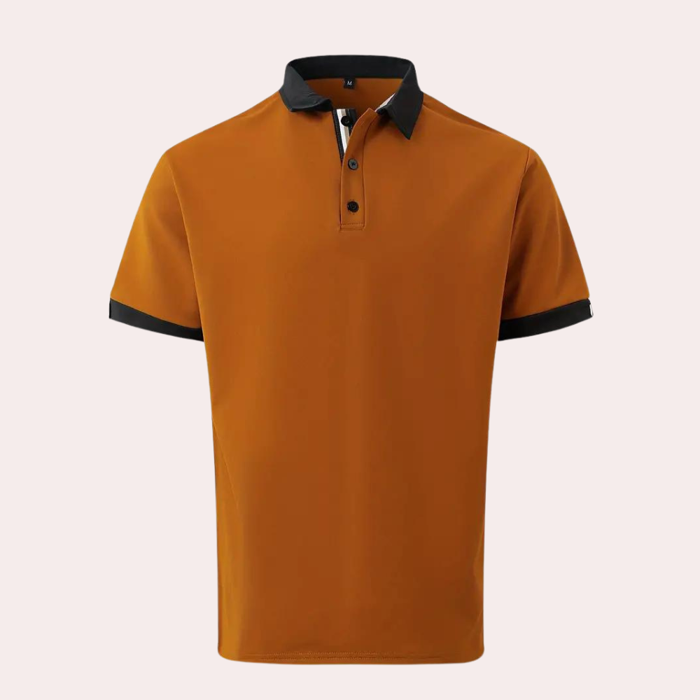 Men's stylish short-sleeved shirt in an intense orange hue