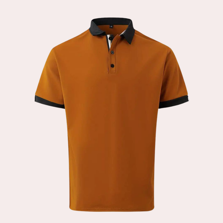 Men's stylish short-sleeved shirt in an intense orange hue