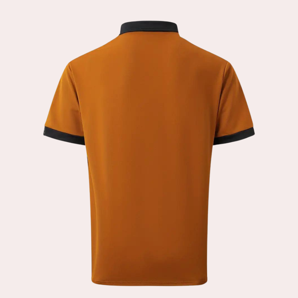 Men's stylish short-sleeved shirt in an intense orange hue