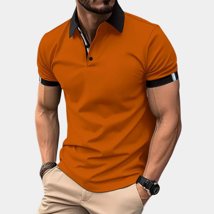 Men's stylish short-sleeved shirt in an intense orange hue