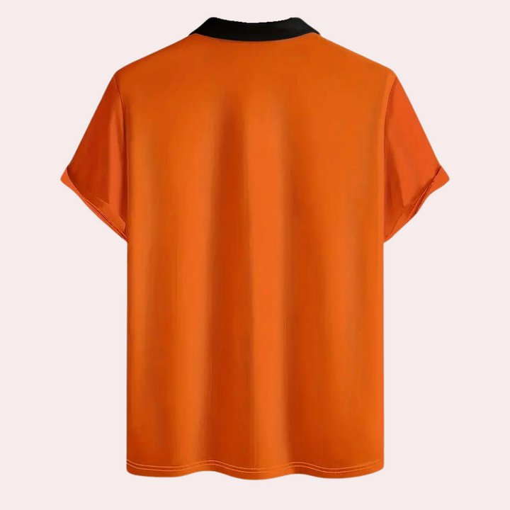 A fashionable men's shirt in a fresh orange colour - the perfect choice for any occasion!