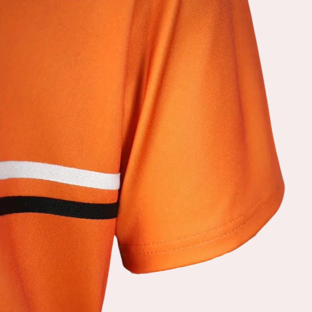 A fashionable men's shirt in a fresh orange colour - the perfect choice for any occasion!