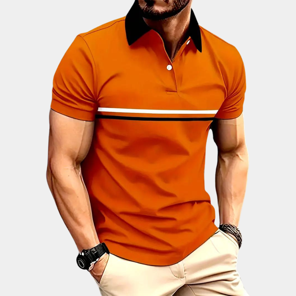 A fashionable men's shirt in a fresh orange colour - the perfect choice for any occasion!