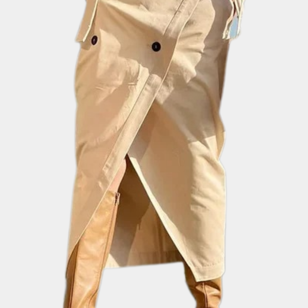 A classic set of elegant women's trench coats in a timeless style of sophisticated fashion