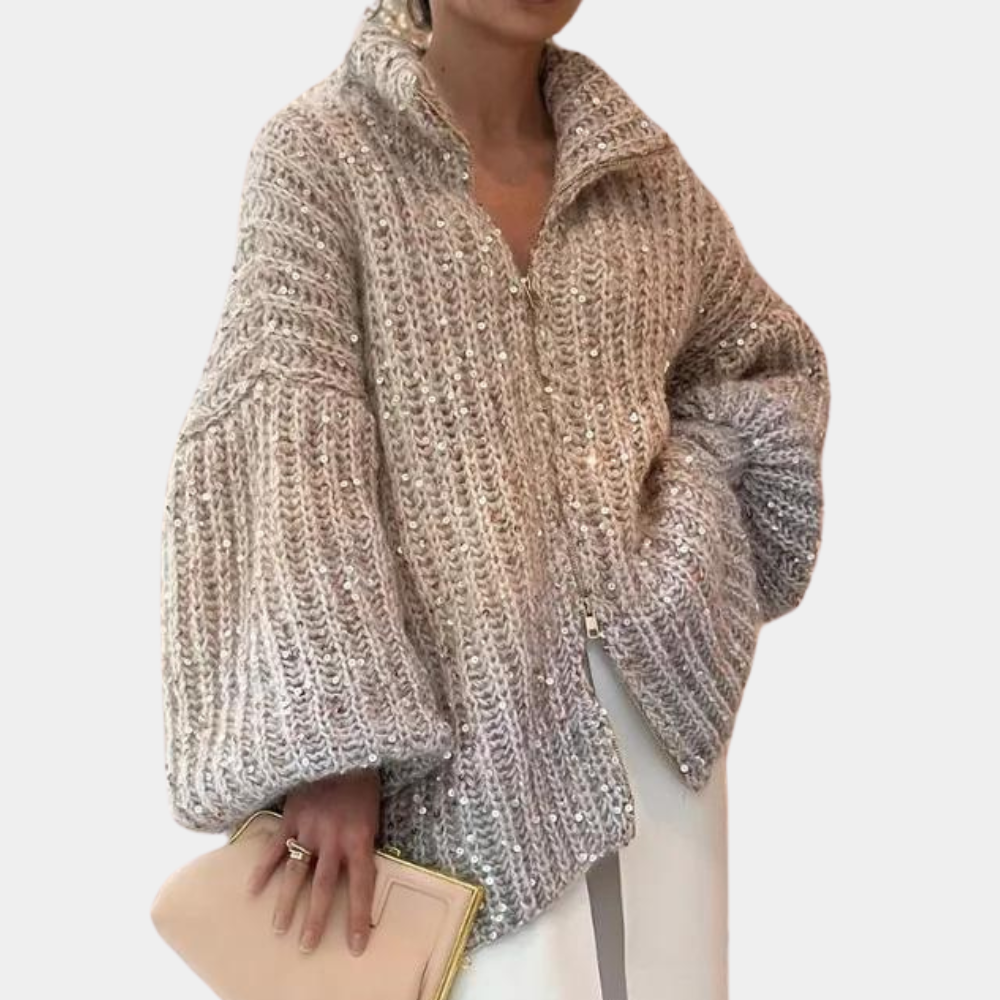 Elegant women's jumper with striking sequins