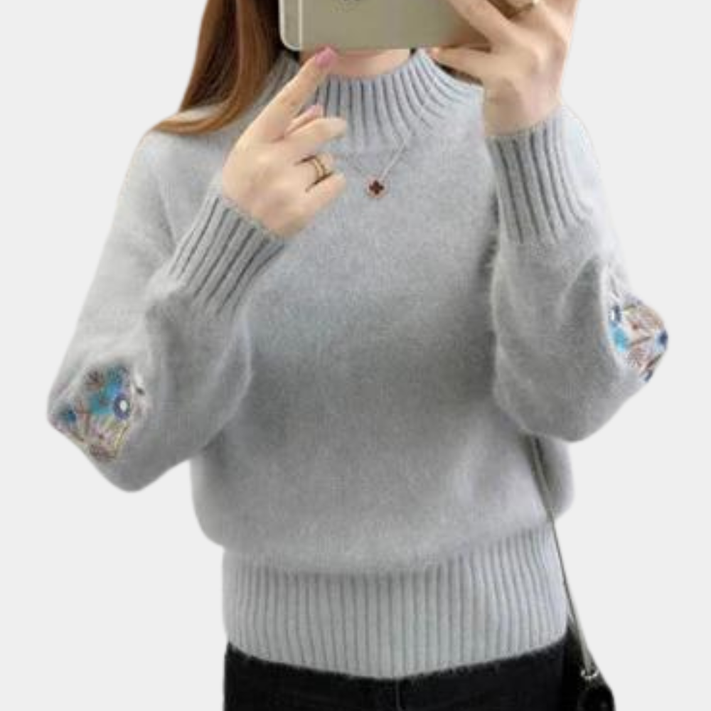 Stylish women's jumper with stunning floral embroidery